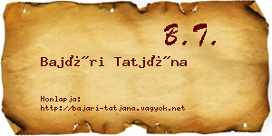 Bajári Tatjána névjegykártya